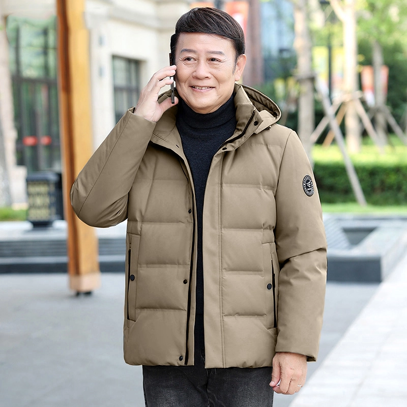 雅鹿 字母标志可脱卸帽长袖羽绒服 男款