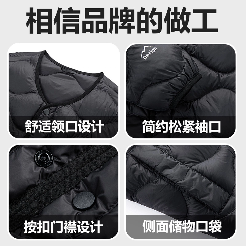 雅鹿 轻薄保暖外套纯色收口袖圆领常规休闲风羽绒服 男款