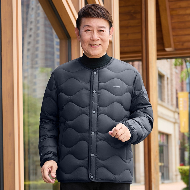 雅鹿 轻薄保暖外套纯色收口袖圆领常规休闲风羽绒服 男款