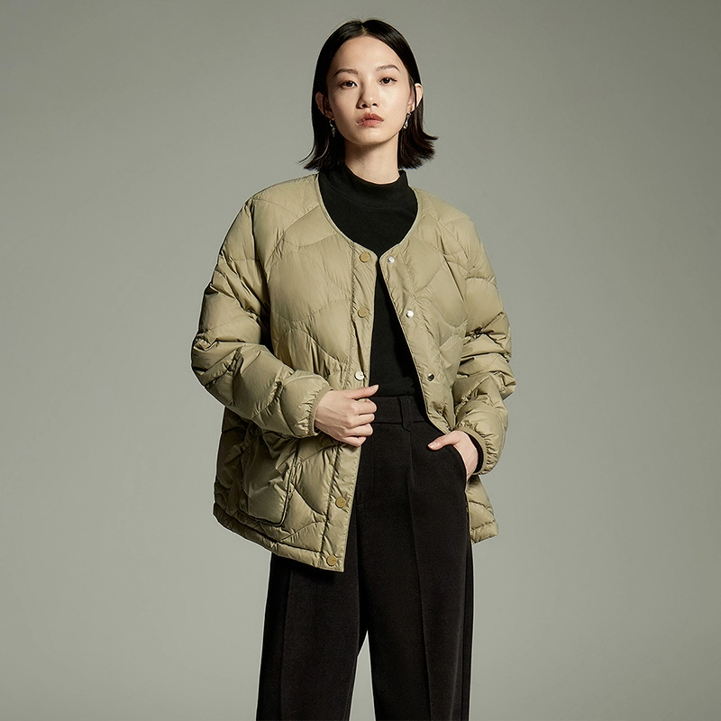 初语 黑科技火山岩保暖加厚小个子菱格纹羽绒服 女款