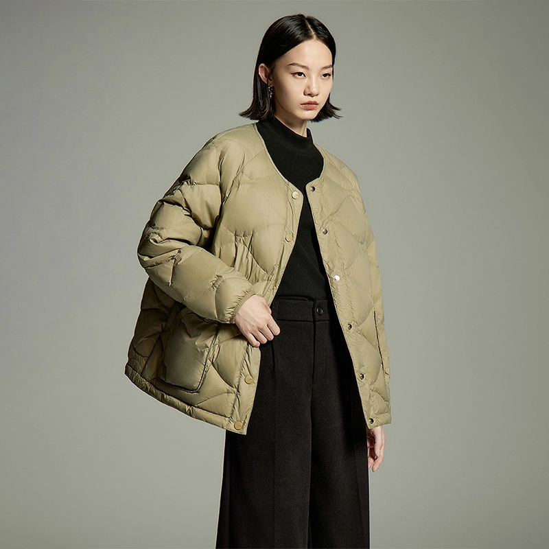 初语 黑科技火山岩保暖加厚小个子菱格纹羽绒服 女款