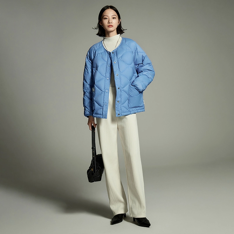 初语 黑科技火山岩保暖加厚小个子菱格纹羽绒服 女款