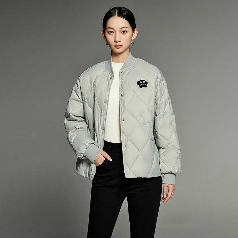初语 轻薄短款立领防风保暖棒球服羽绒服 女款