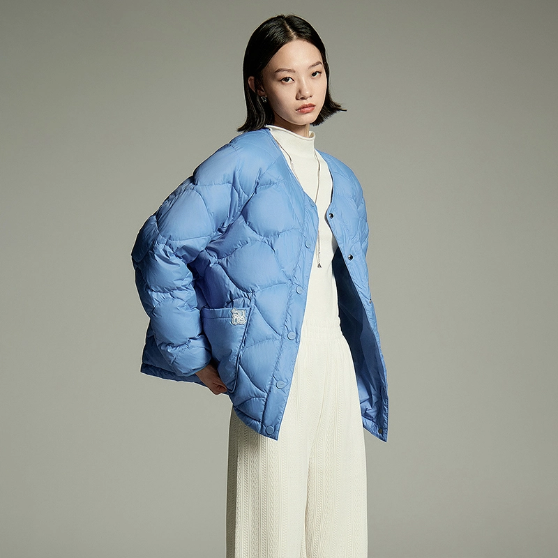 初语 黑科技火山岩保暖加厚小个子菱格纹羽绒服 女款