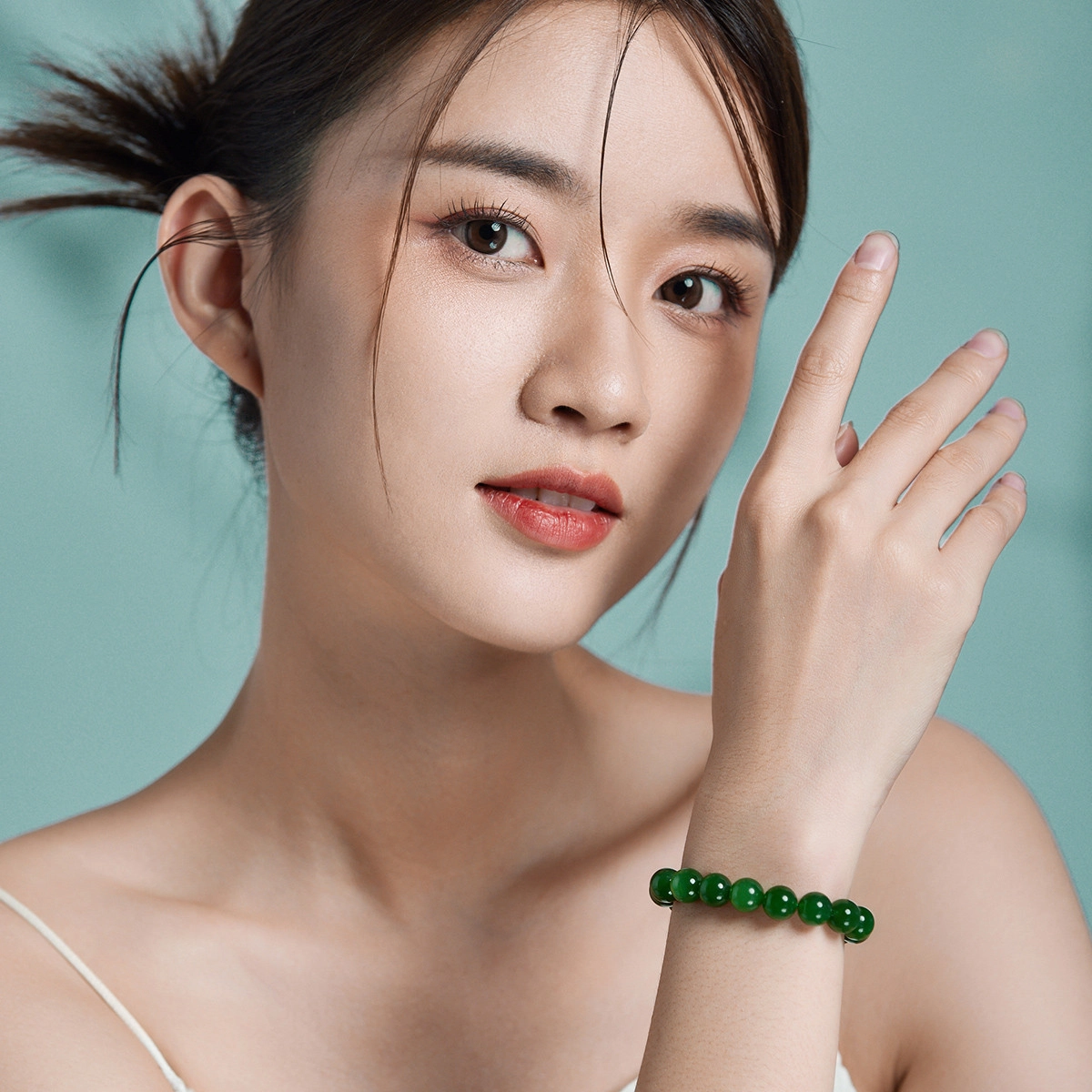 翠雅金楼 新中式国风 大珠径菠菜绿 圆润霸气大款 和田玉 手串 男女同款情侣款 碧玉