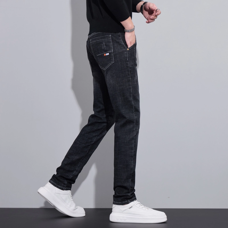 羽浅 复古修身直筒纯色牛仔裤 男女同款
