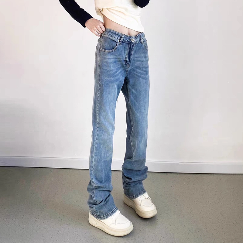 羽浅 修身复古美式高街潮牌牛仔裤 男女同款