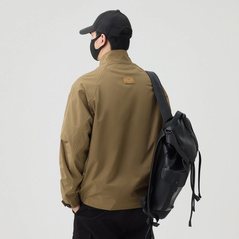 羽浅 潮牌美式立领工装外套春秋季高级感休闲上衣服时尚百搭夹克 男款
