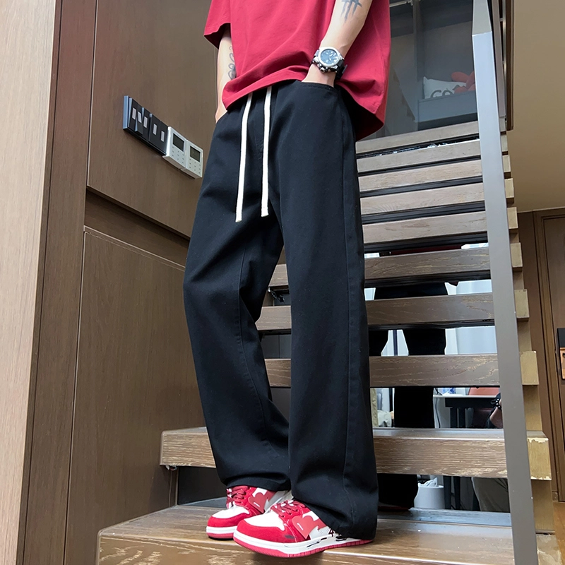 羽浅 美式高街直筒宽松复古薄款休闲阔腿牛仔裤 男款