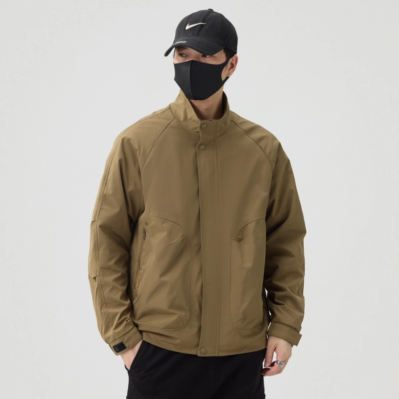 羽浅 潮牌美式立领工装外套春秋季高级感休闲上衣服时尚百搭夹克 男款