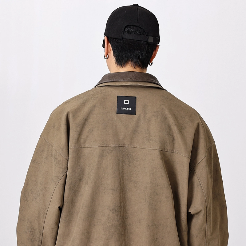 羽浅 美式复古多口袋工装外套春秋潮牌翻领宽松休闲上衣服夹克 男款