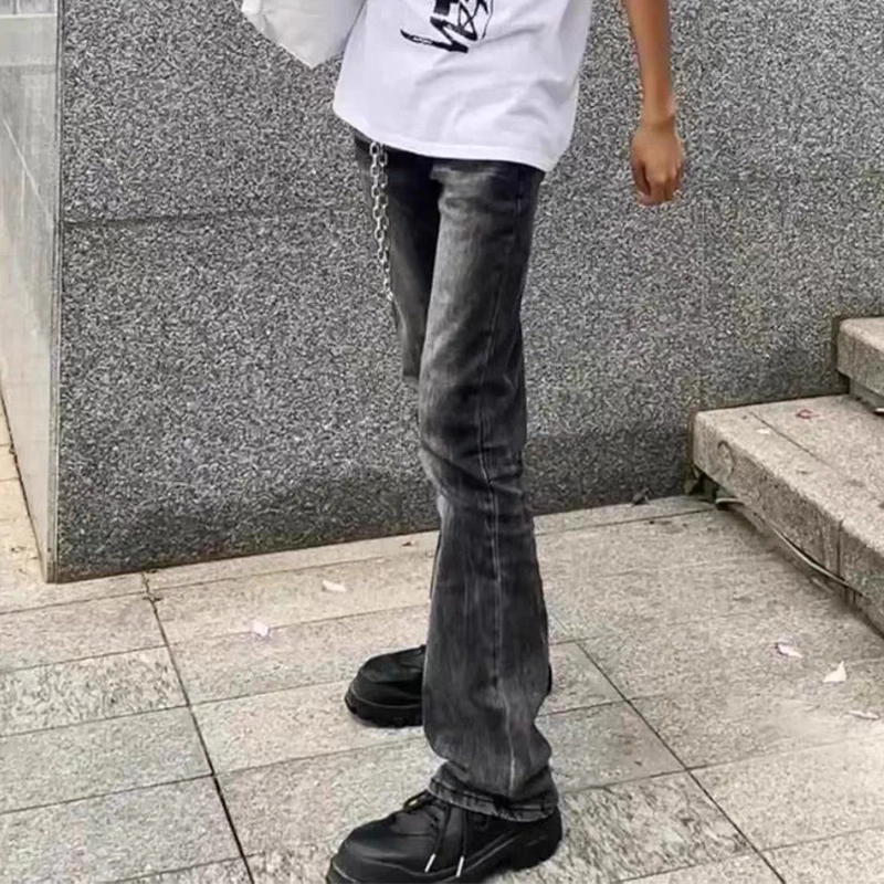 羽浅 修身复古美式高街潮牌牛仔裤 男女同款
