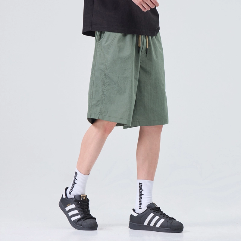 羽浅 夏季薄款冰丝五分裤潮流绣标运动中裤时尚宽松百搭休闲短裤 男款