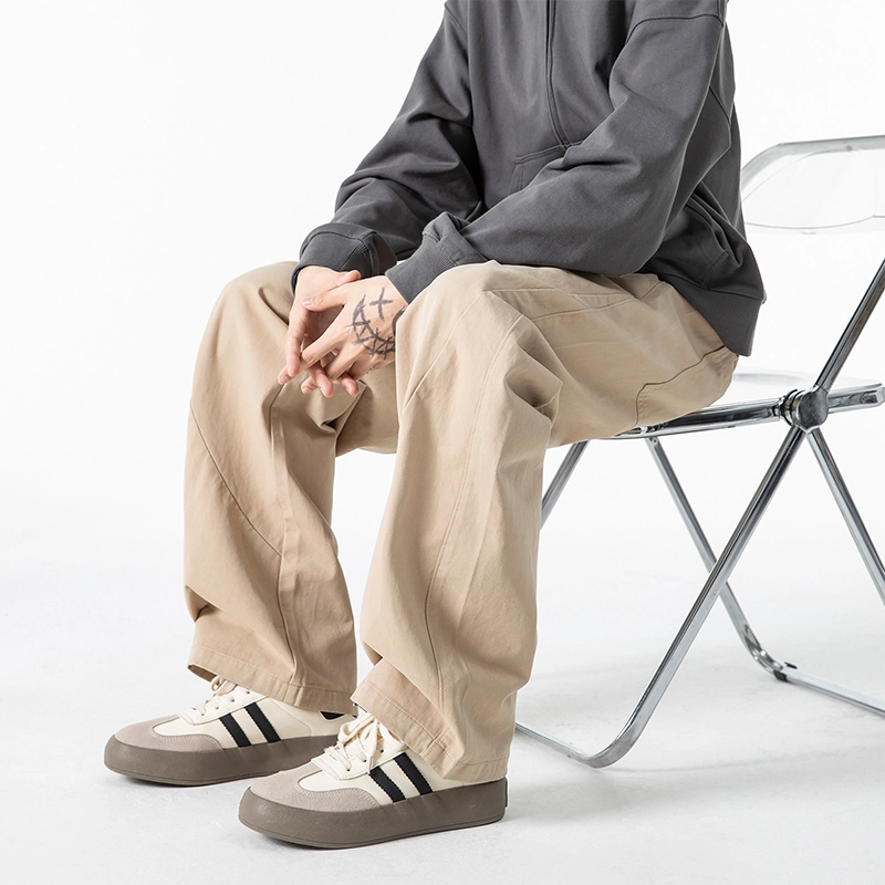 羽浅 美式潮牌拼接长裤时尚宽松百搭直筒休闲裤 男款