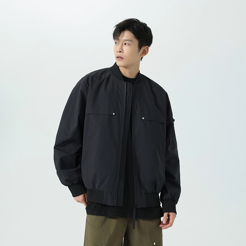 羽浅 春秋冬季潮牌时尚防风外套百搭休闲立领开衫工装上衣服夹克 男款