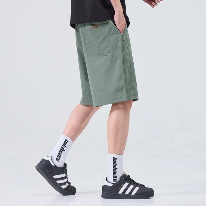羽浅 夏季薄款冰丝五分裤潮流绣标运动中裤时尚宽松百搭休闲短裤 男款