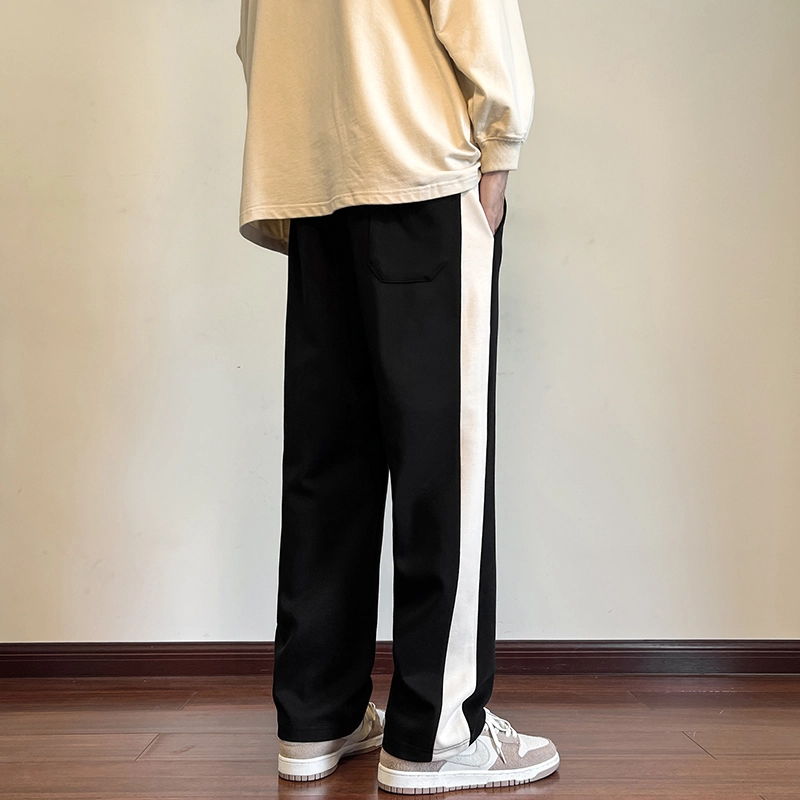 羽浅 撞色设计时尚潮流宽松直筒简约舒适透气百搭运动休闲裤 男款