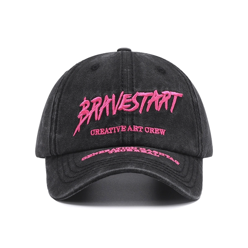 【素颜神器 BRAVESTART字母刺绣】 攸委 街头休闲水洗做旧百搭鸭舌帽女显脸小 棉 大头围户外夏韩版软顶透气遮阳防晒帽 男女同款情侣款