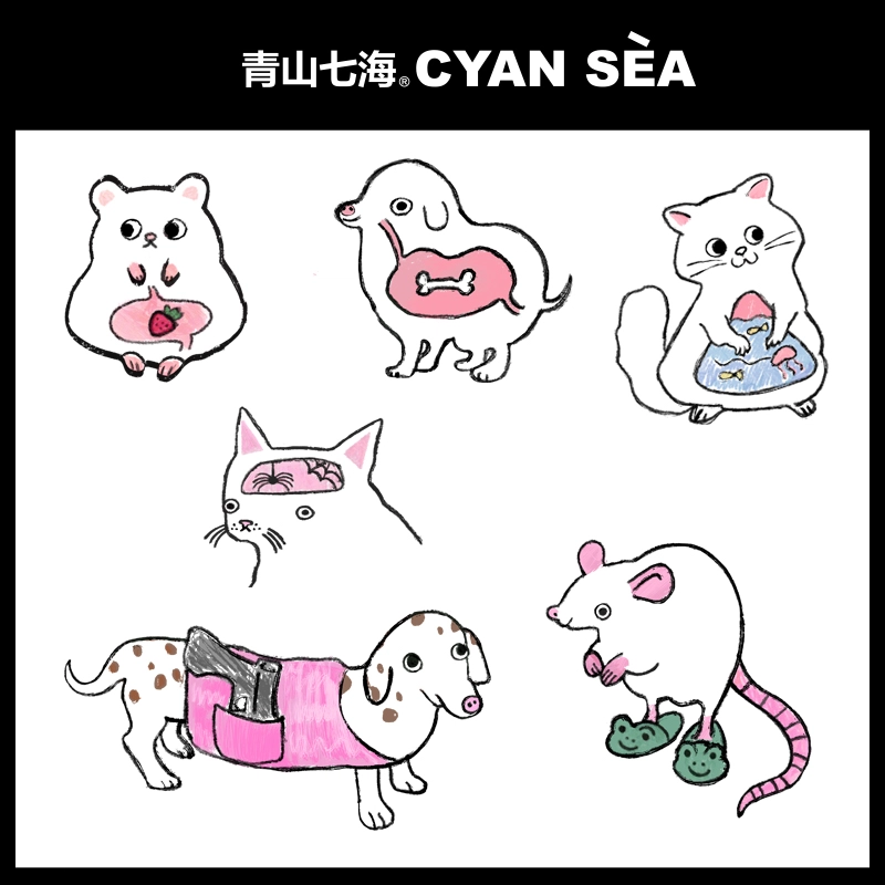 青山七海   萌宠绘卷无水涂鸦纹身贴 持久防水防汗