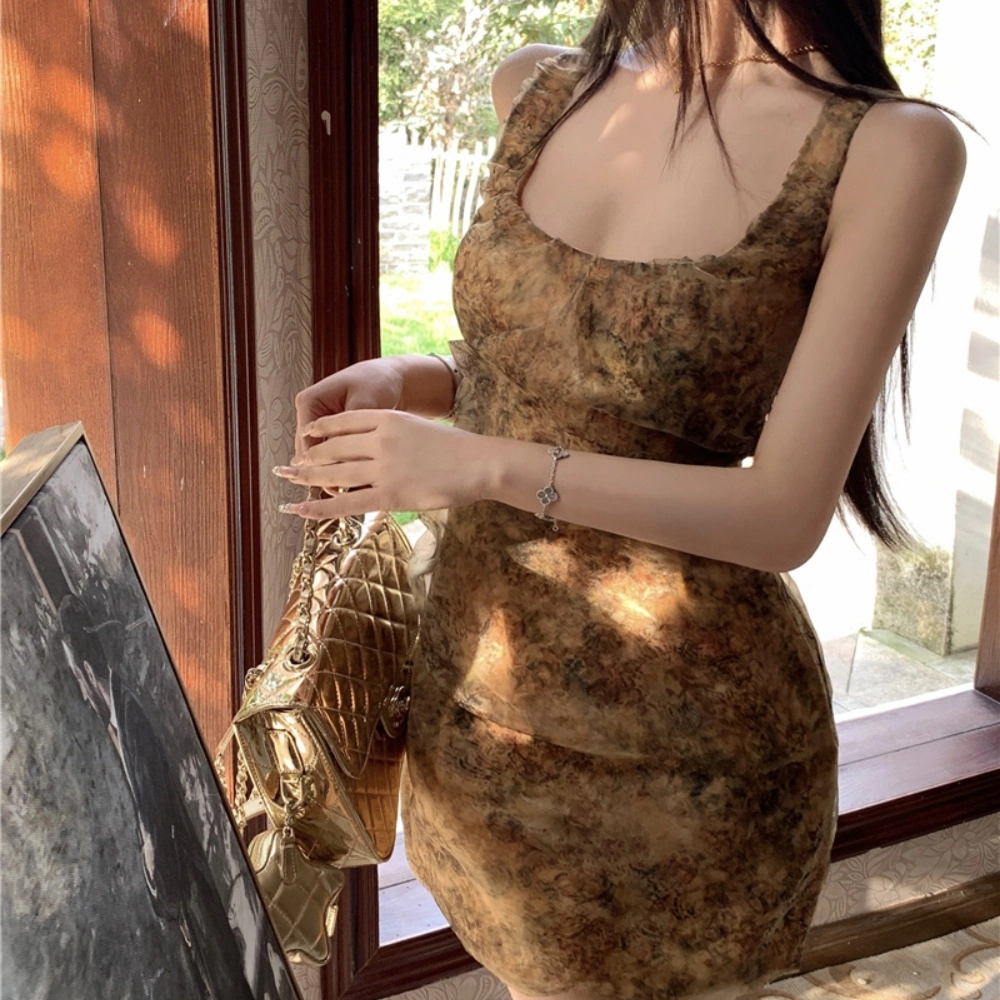 水中花 通勤时尚休闲简约百搭吊带连衣裙 女款