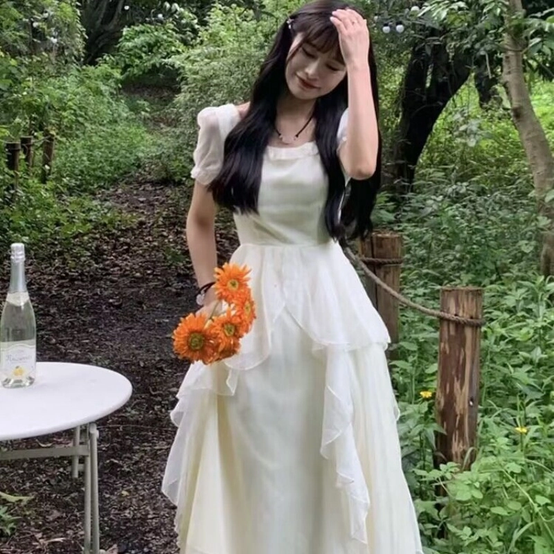 水中花 通勤时尚舒适简约百搭短袖连衣裙 女款
