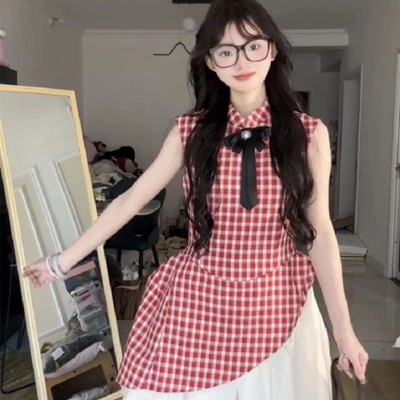 水中花 甜美气质收腰显瘦学院风短袖连衣裙 女款
