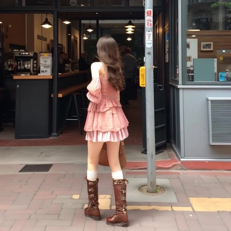 水中花 夏季 法式甜美可爱风一字肩仙女气质优雅收腰吊带连衣裙 女款