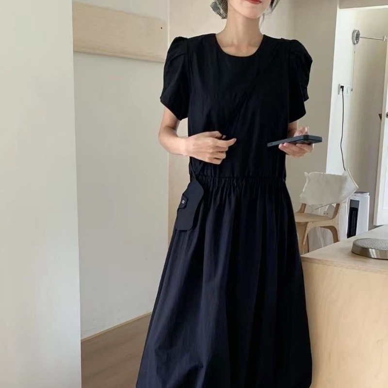 水中花 韩版设计感裙子法式复古蓬蓬闺蜜装显高短袖连衣裙 女款