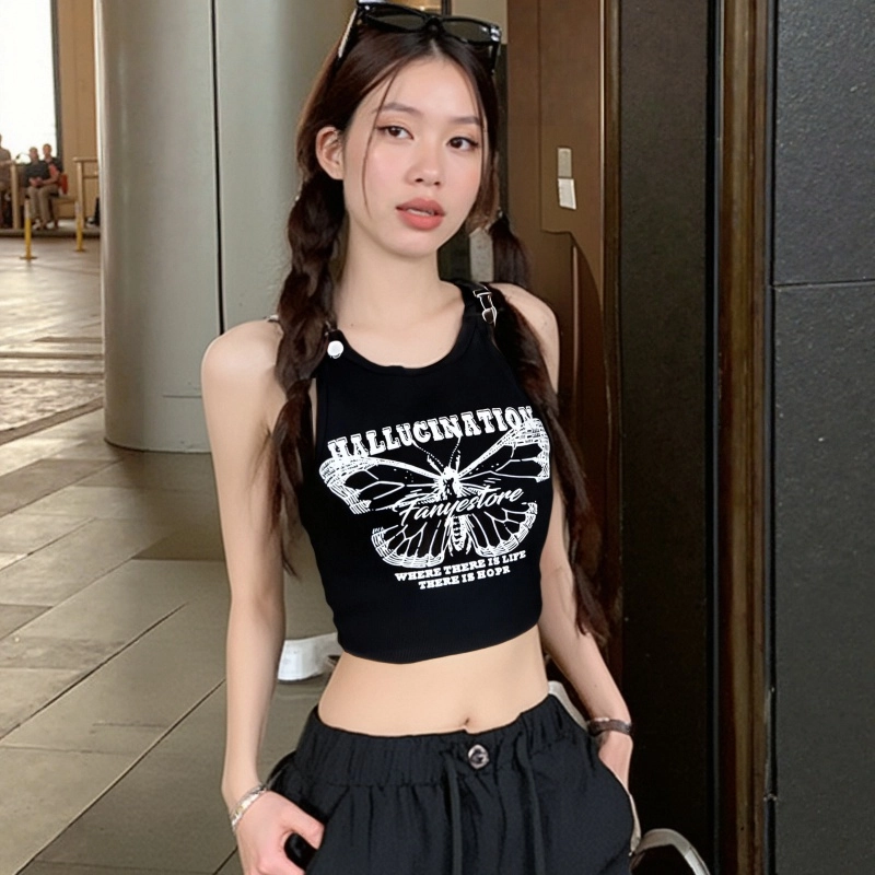 水中花 街头工字修身显瘦短款上衣背心 女款