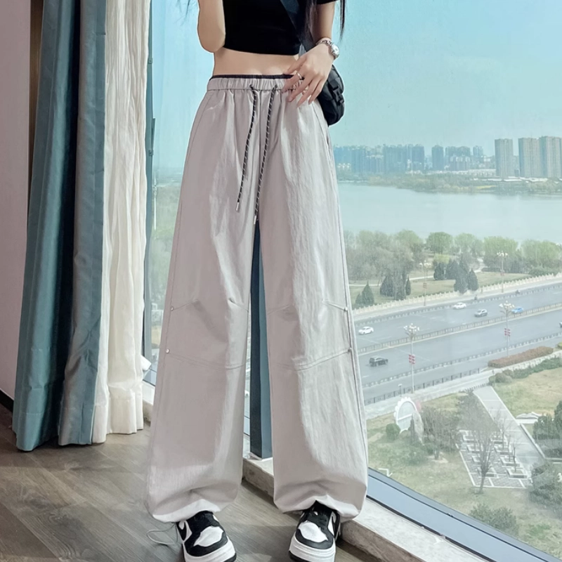 水中花 高腰显瘦宽松透气垂感舒适设计高级感别致精致休闲裤 女款