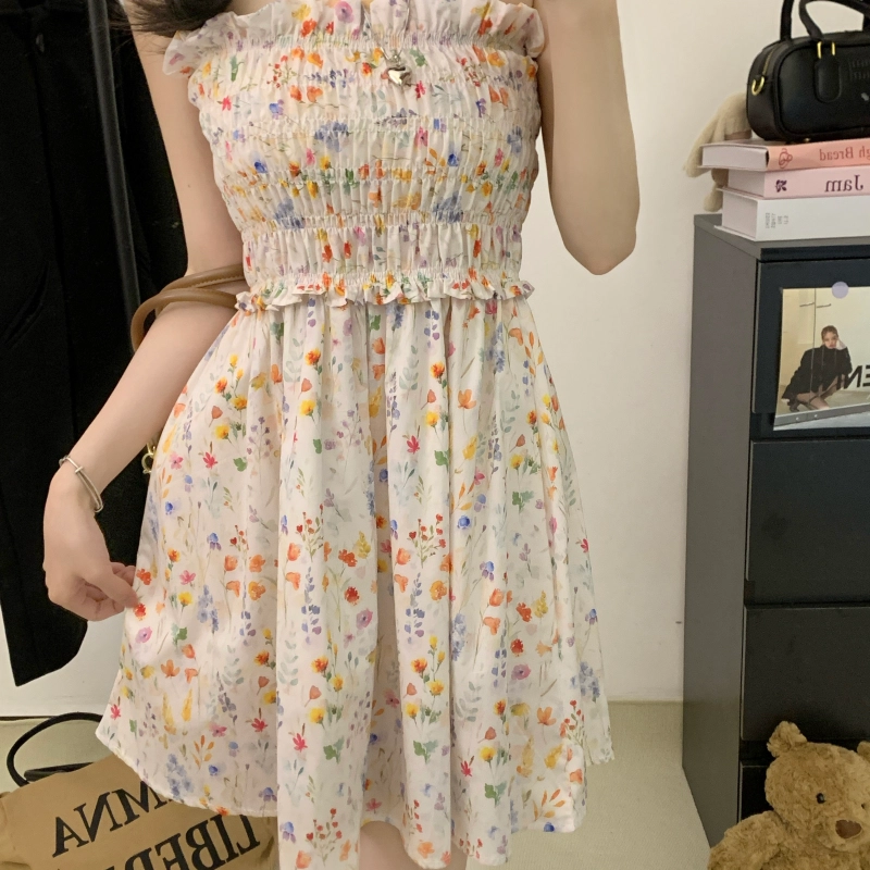 水中花 花色印花宽松气质伞裙垂感休闲长裙 女款