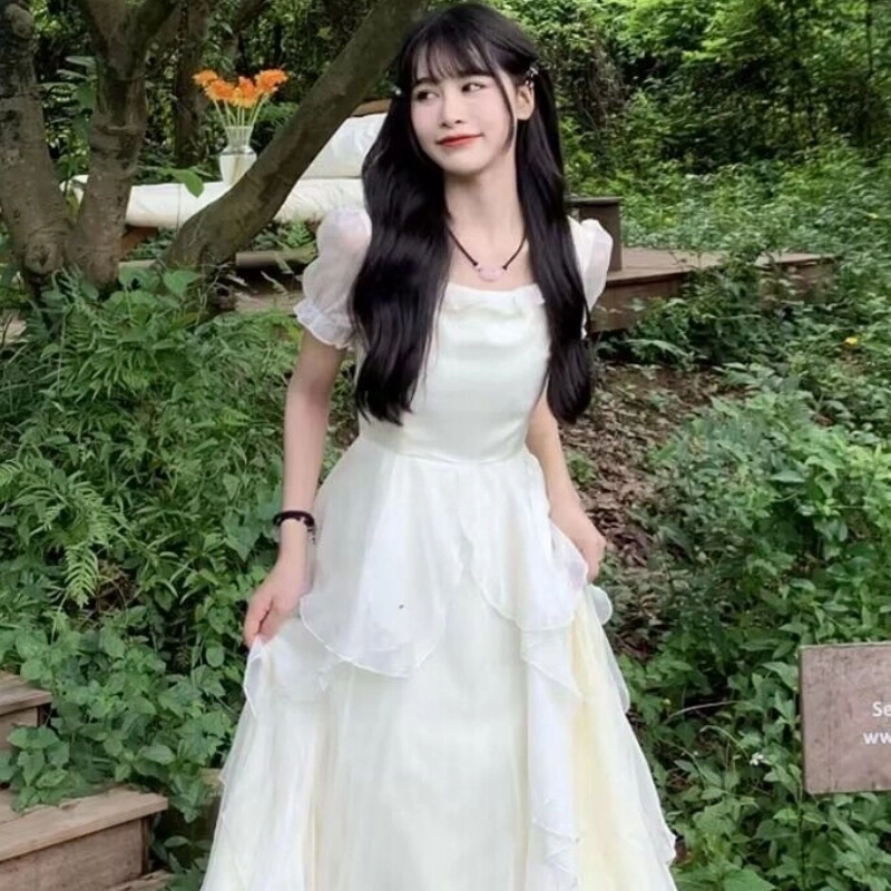水中花 通勤时尚舒适简约百搭短袖连衣裙 女款