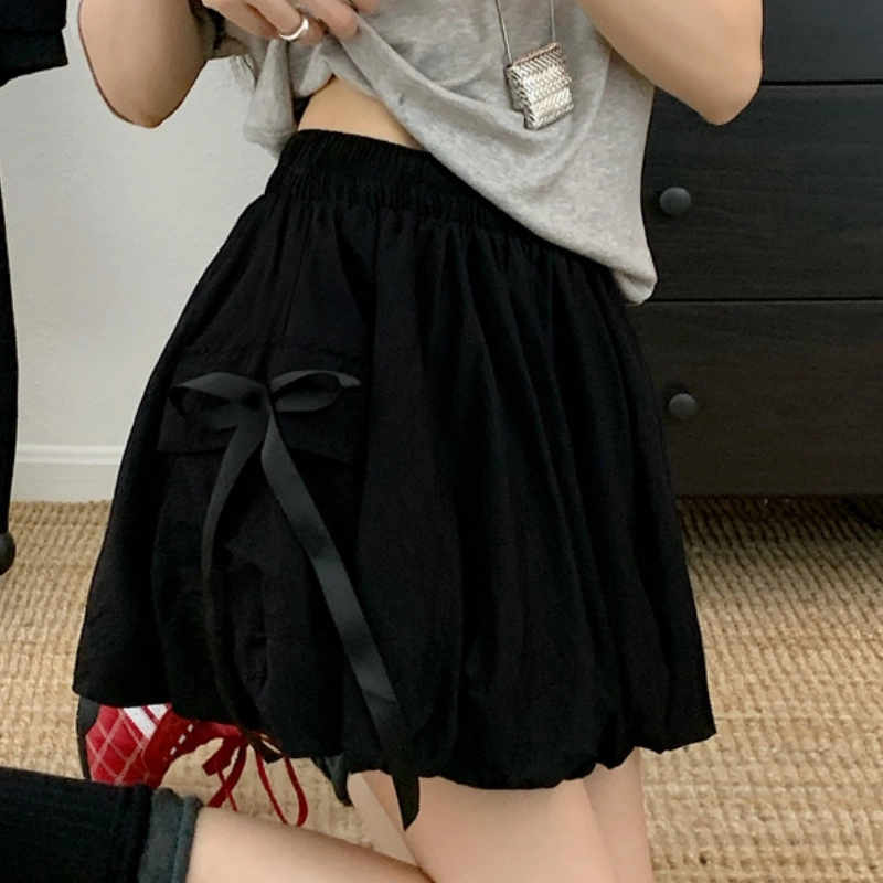 水中花 简约蝴蝶结高腰显瘦小众潮流显高甜美设计感高级百搭休闲短裙 女款