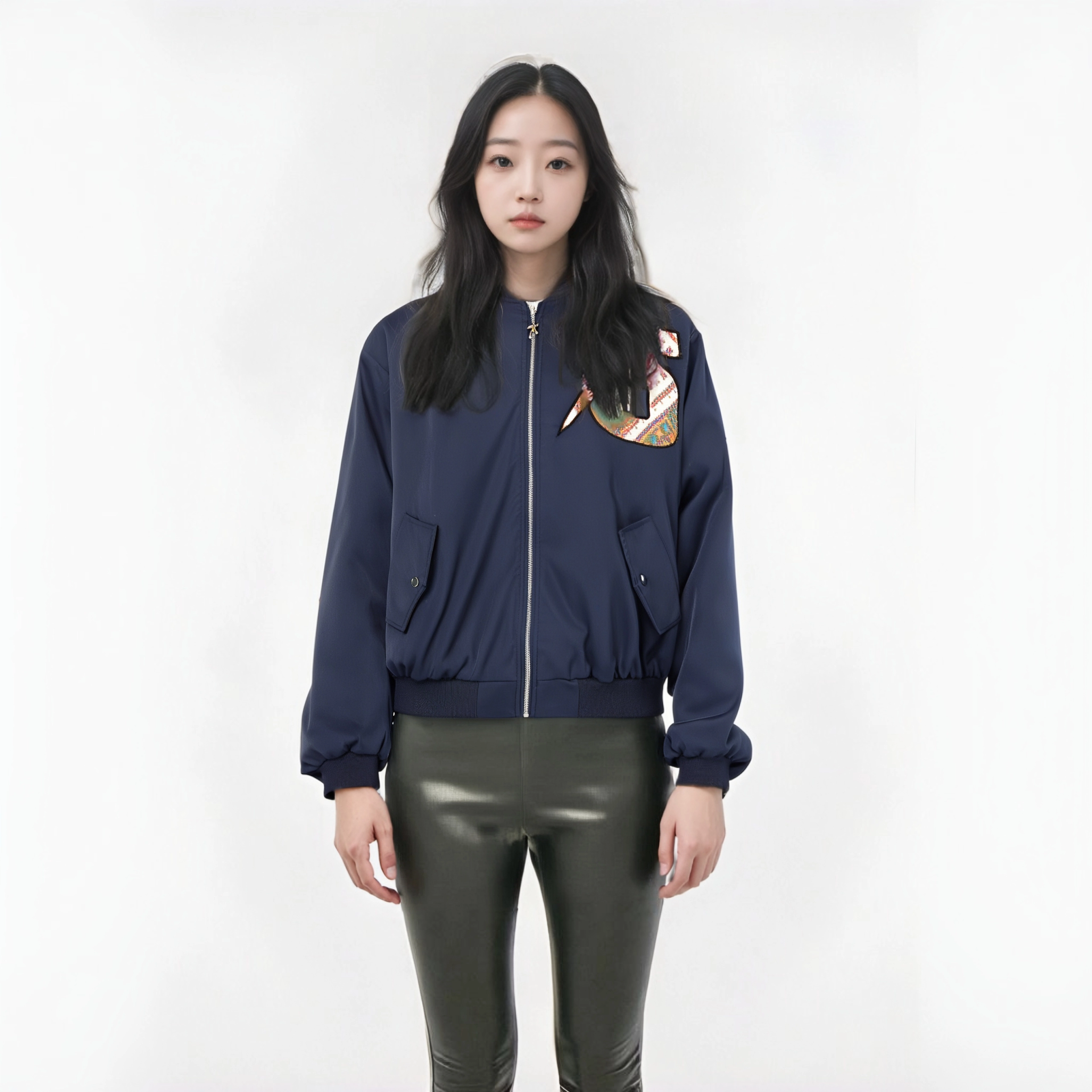 水中花 字母刺绣棒球服夹克宽松百搭飞行外套棉服 女款