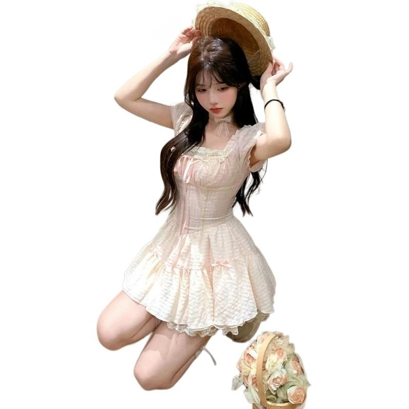 水中花 时尚舒适百搭气质休闲短袖连衣裙 女款