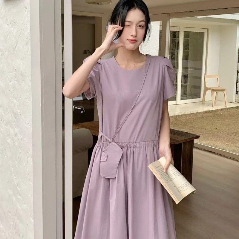 水中花 韩版设计感裙子法式复古蓬蓬闺蜜装显高短袖连衣裙 女款
