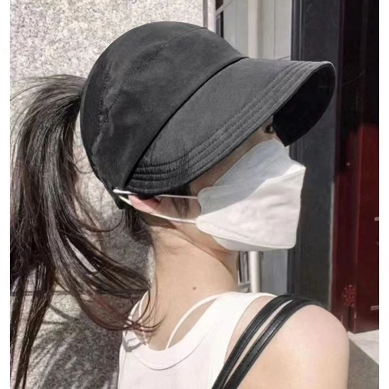 冠辉 夏季马尾空顶时尚设计修饰脸型显脸小可折叠遮阳太阳帽防紫外线半空顶轻盈清凉透气户外休闲运动 涤纶 防晒帽 男女同款情侣款