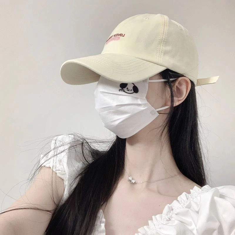 冠辉 夏季时尚小熊字母刺绣韩版休闲透气登山帽弯檐韩版百搭时尚网红显脸小遮阳 棉 鸭舌帽 男女同款情侣款