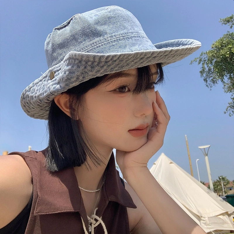 冠辉 大头围显脸小 户外露营登山钓鱼卷边盆帽 棉 渔夫帽 男女同款情侣款