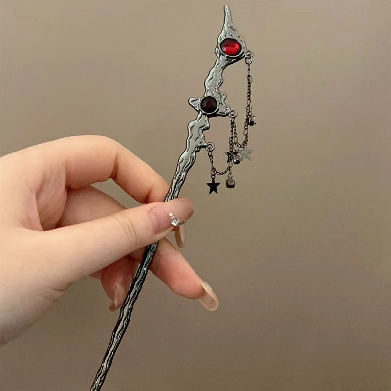 【黑色迷雾】 指尖瑰宝 暗黑系星星流苏冷淡风文艺复古新中式精致优雅时尚简约气质高级感高颜值清冷感 镀银 发簪 男女同款情侣款