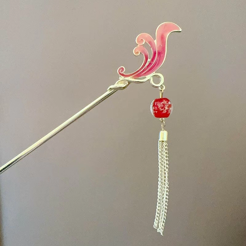 【浪花朵朵】 指尖瑰宝 古风海浪流苏高级感新中式盘发汉服步摇气质优雅简约个性百搭 合金 滴油 发簪 女款