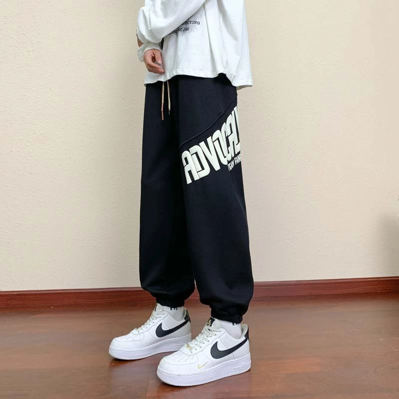 寻星记 美式复古运动风宽松束脚印花百搭卫休闲裤 男女同款