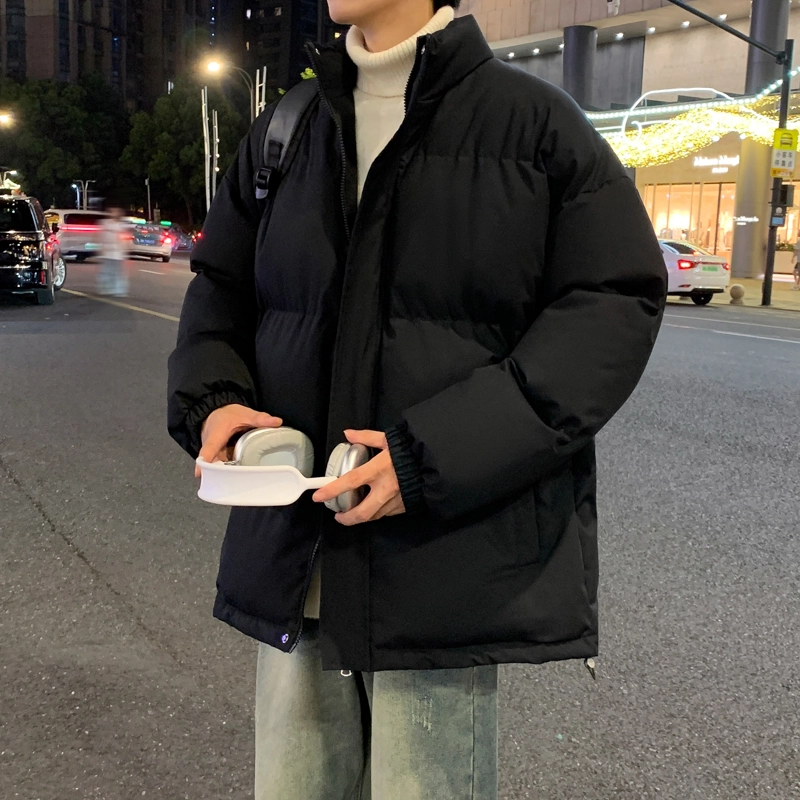 左岸 美式高街设计立领男士百搭纯色棉衣外套休闲上衣面包服简约时尚宽松舒适学院风户外港风潮牌棉服 男款