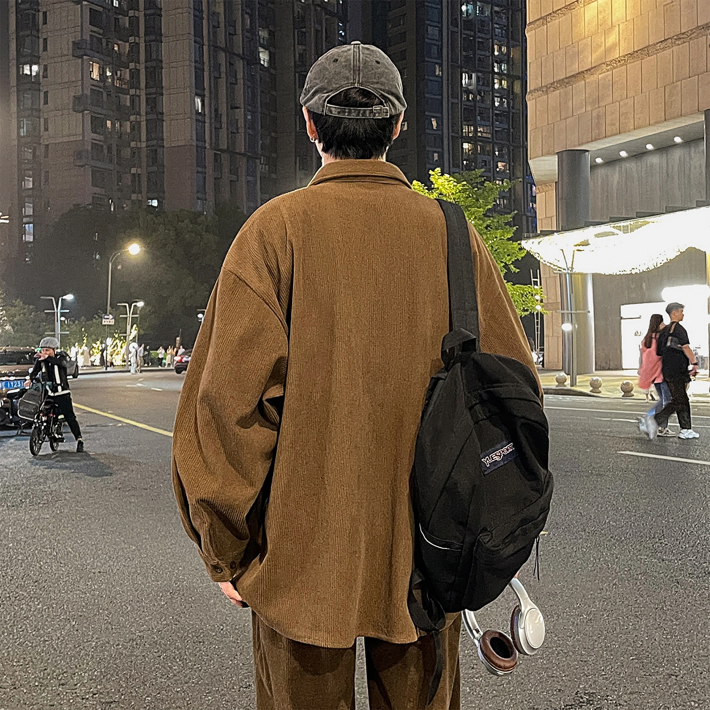 左岸 港风潮流简约百搭春秋上衣休闲宽松舒适透气纯色灯芯绒衬衣潮牌翻领开衫薄款外套衬衫 男款