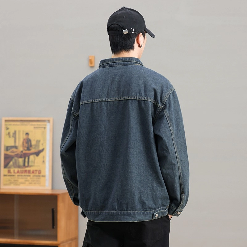 左岸 美式复古潮流时尚简约青少年小众学院风个性设计百搭翻领宽松痞帅酷潮休闲高街港风潮牌牛仔外套 男女同款