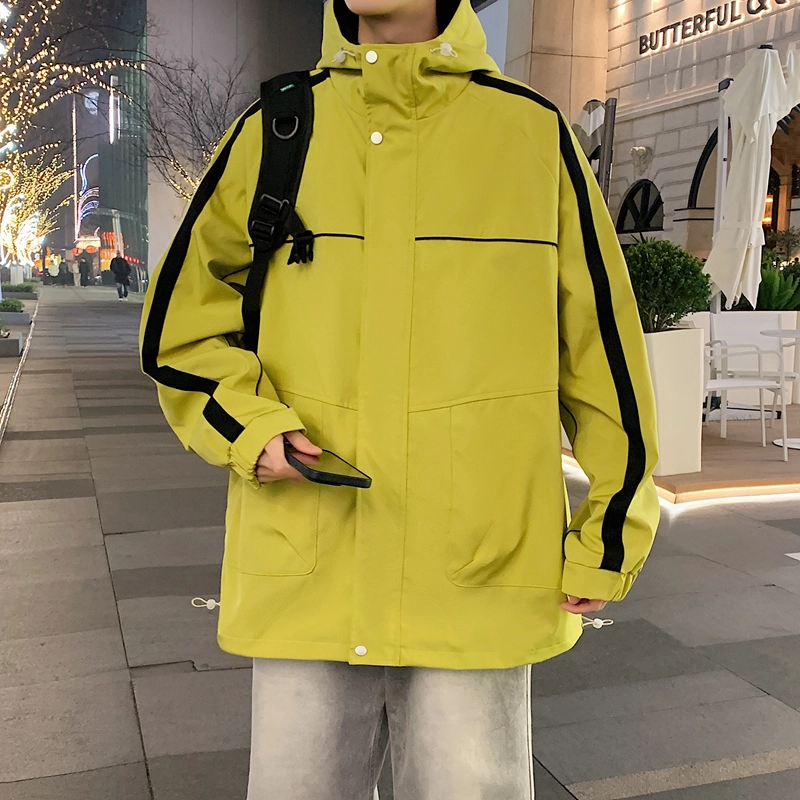 左岸 春秋季百搭设计感撞色拼接连帽潮流上衣宽松休闲舒适防风外套夹克 男款