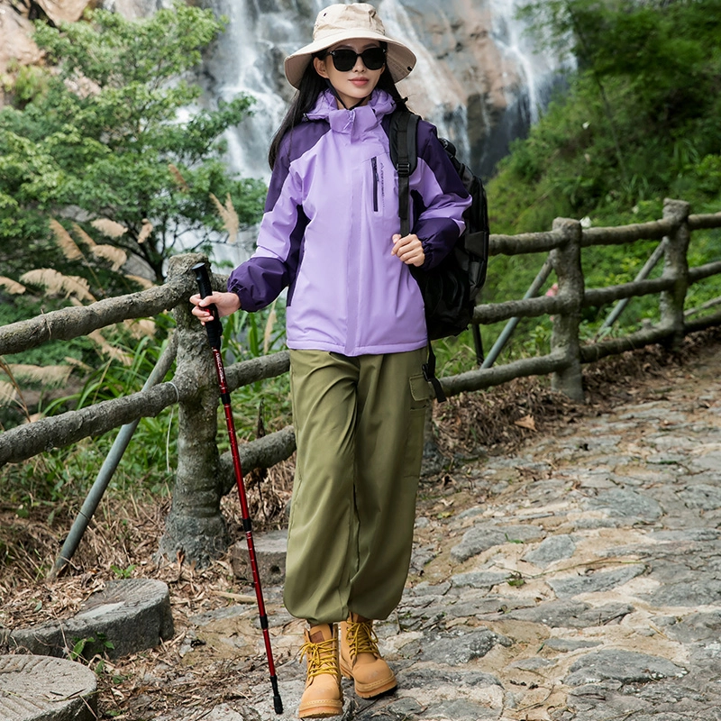 左岸 时尚拼色防风防水连帽可拆卸运动休闲徒步工装登山服简约户外机能恒温蓄热宽松舒适轻便百搭耐用石墨烯保暖加厚夹克外套棉服 女款