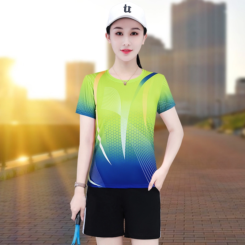 左岸  吸湿排汗圆领速干短袖短裤户外运动舒适  健身套装  女款