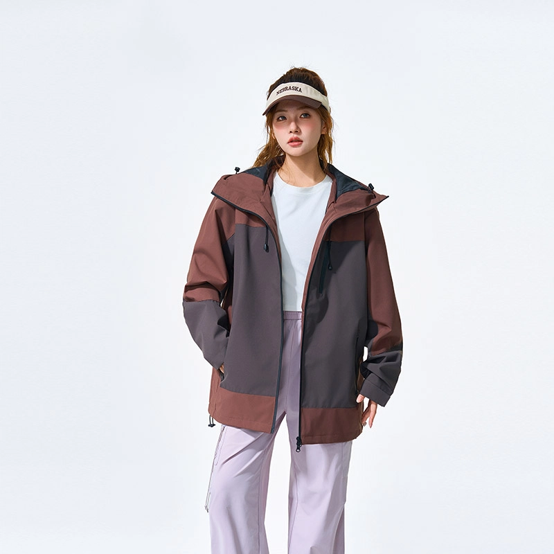 左岸 【机能风】男款工装拼色冲锋衣美式连帽保暖登山服防风防水单冲透气夹克 男女同款