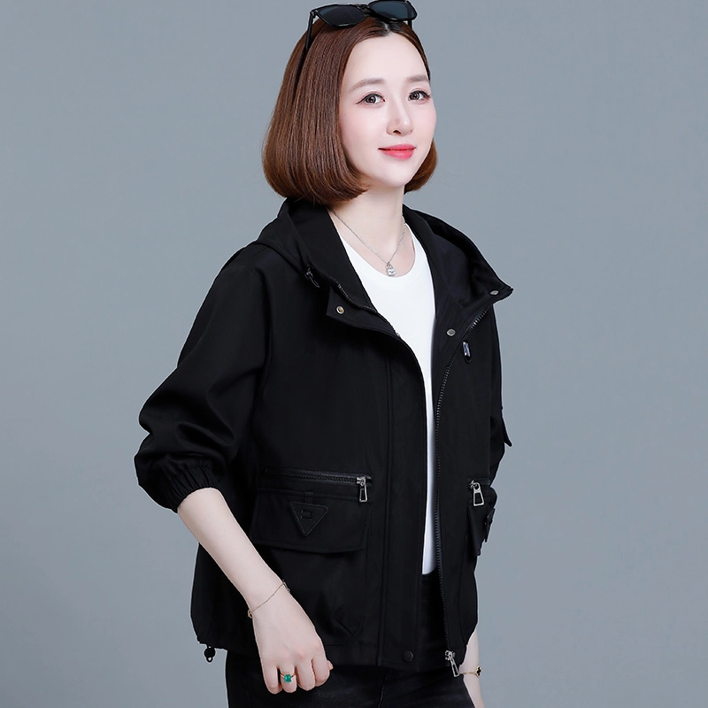 左岸 高品质气质时尚设计潮流经典户外运动日常穿搭宽松工装拉链款外搭上衣百搭舒适柔软纯色休闲连帽外套夹克 女款